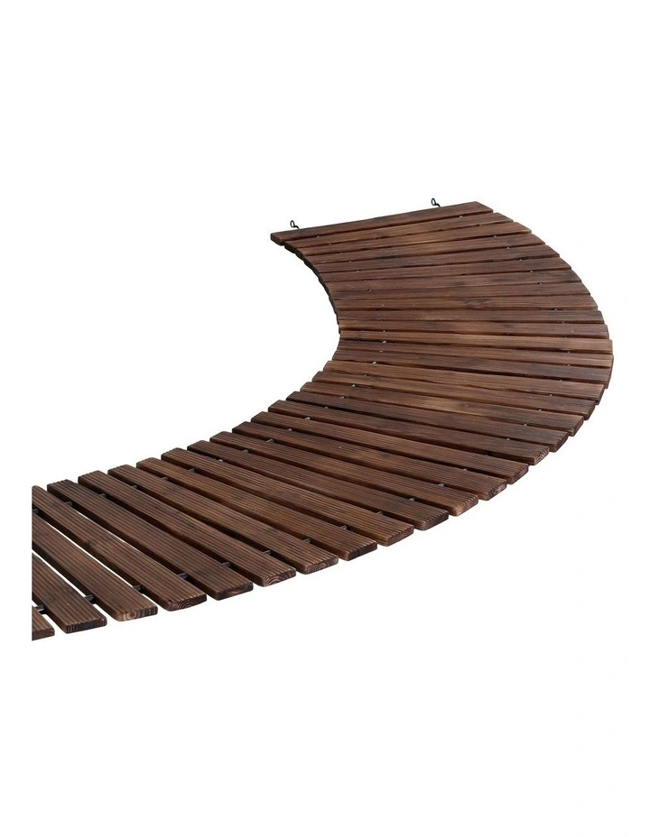 Wooden Garden Pathway Roll-Out Curved Walkway Outdoor Backyard 8Ft in Charcoal Brown image 1