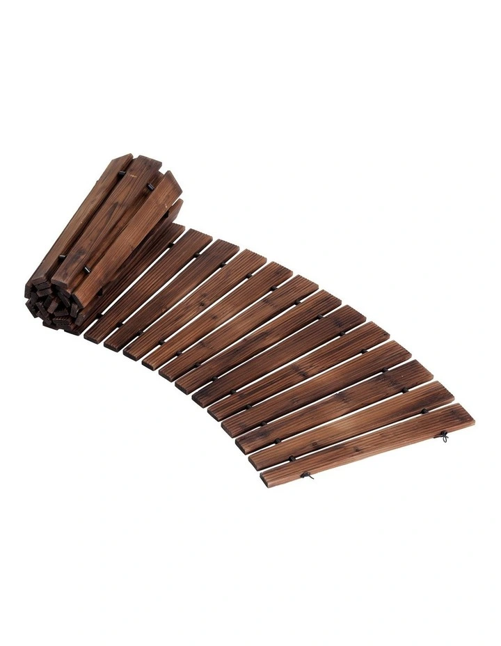 Wooden Garden Pathway Roll-Out Curved Walkway Outdoor Backyard 8Ft in Charcoal Brown image 2