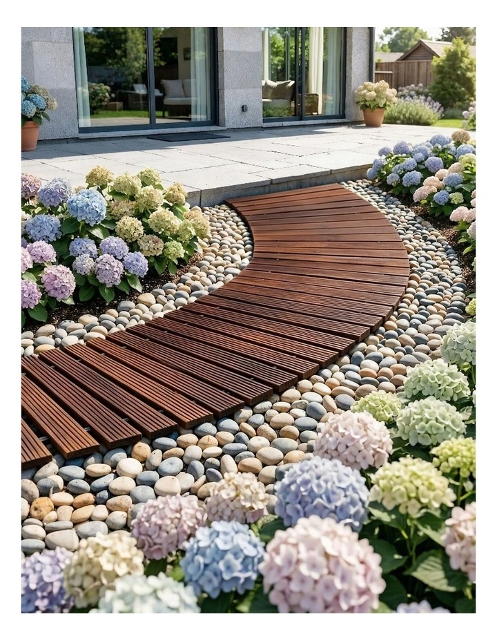 Wooden Garden Pathway Roll-Out Curved Walkway Outdoor Backyard 8Ft in Charcoal Brown image 3