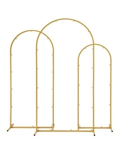3-Piece Metal Wedding Arch Backdrop Stand Set Gold