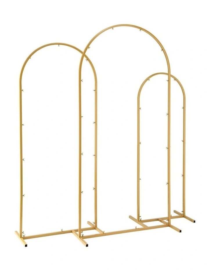 3-Piece Metal Wedding Arch Backdrop Stand Set Gold image 2