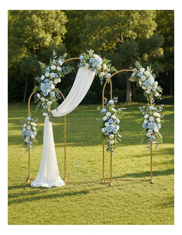 3-Piece Metal Wedding Arch Backdrop Stand Set Gold image 5