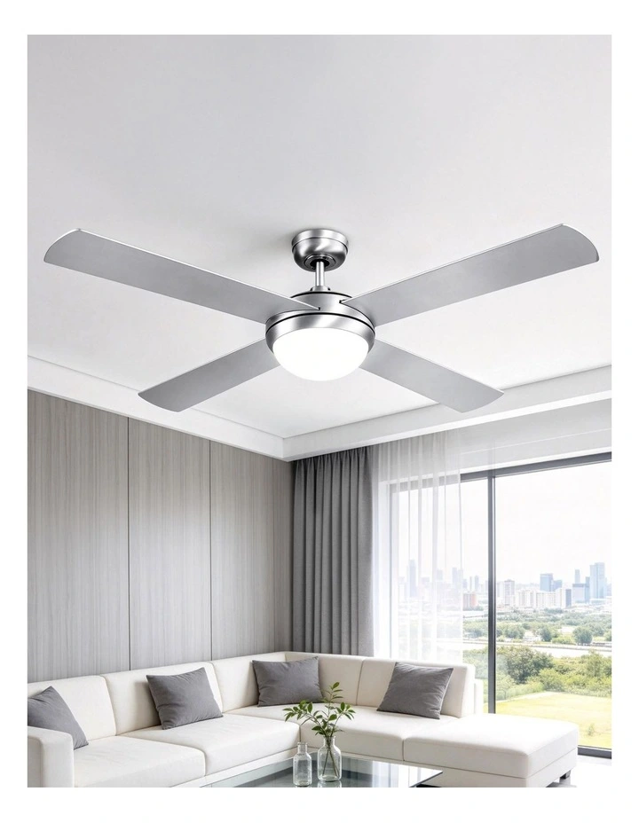 DC Motor With Light And Remote Ceiling Fan 52'' in Silver image 3