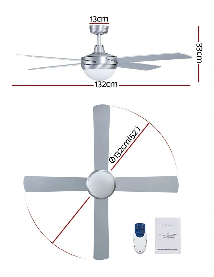 DC Motor With Light And Remote Ceiling Fan 52'' in Silver image 4