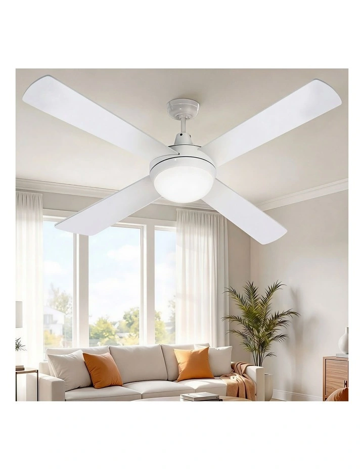 DC Motor With Light And Remote Ceiling Fan 52'' in White image 3