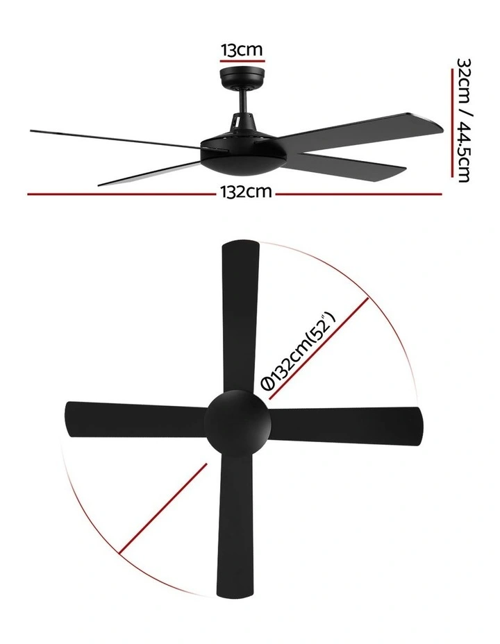 DC Motor 4 Blades With Remote Ceiling Fan 52'' in Black image 4