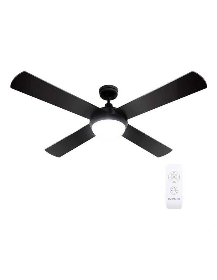 DC Motor With Light And Remote Ceiling Fan 52'' in Black image 1