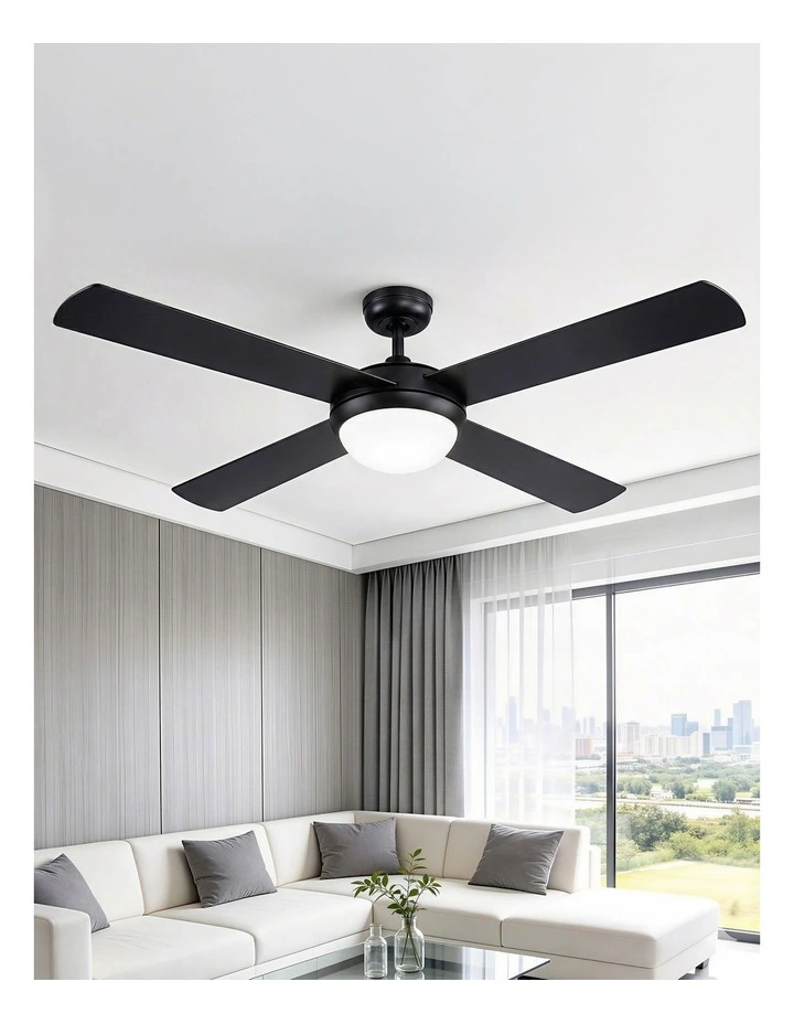 DC Motor With Light And Remote Ceiling Fan 52'' in Black image 3