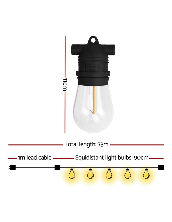 73m Festoon Lights Christmas Fairy String Lights Outdoor Party Garden Decor image 2