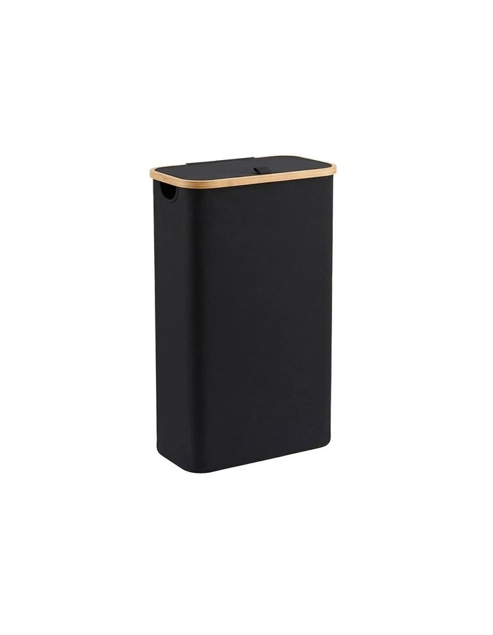 Laundry Basket With Removable Bag Foldable 60L in Black image 2