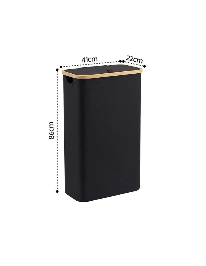 Laundry Basket With Removable Bag Foldable 60L in Black image 4