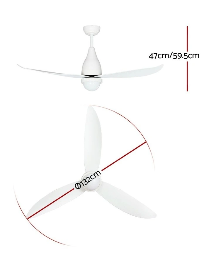 Dc Motor Led Light Remote Control Ceiling Fan 52'' in White image 4