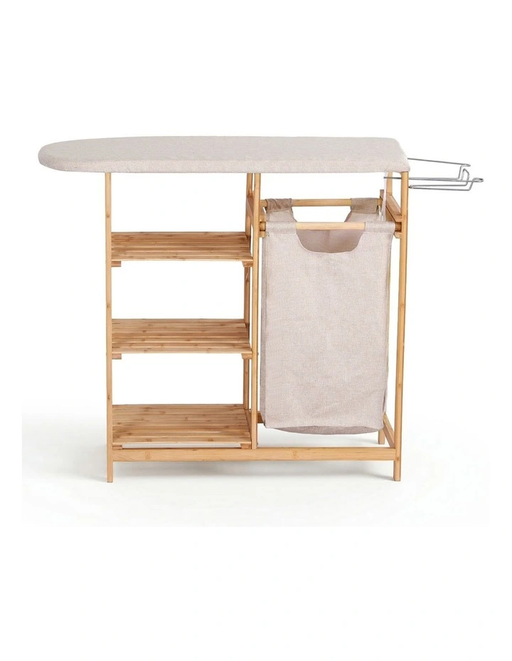 Laundry Basket Hamper With Ironing Board Bamboo in Multi image 3