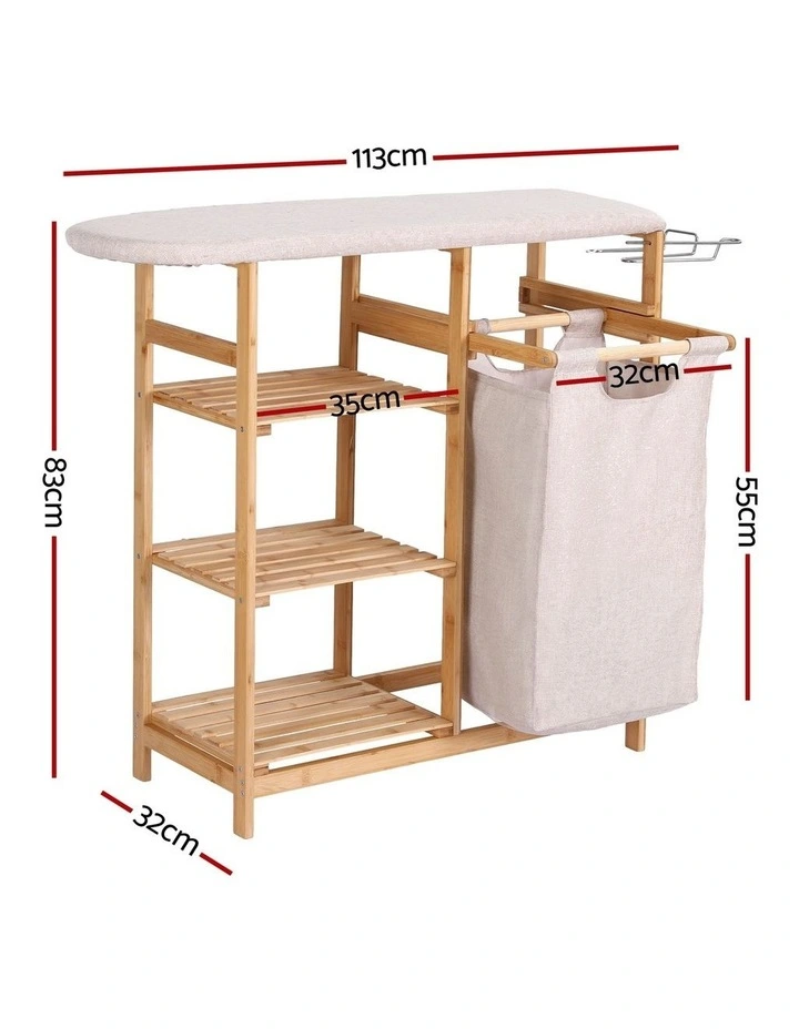Laundry Basket Hamper With Ironing Board Bamboo in Multi image 5