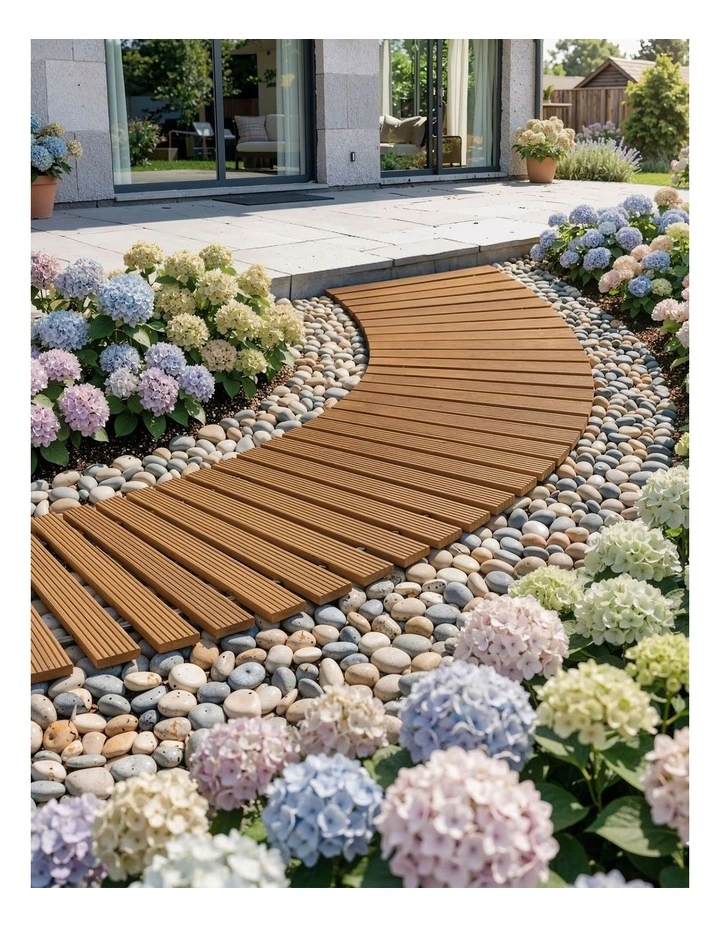 Pathway Roll-Out Curved Wooden Garden Walkway 8Ft in Brown image 3