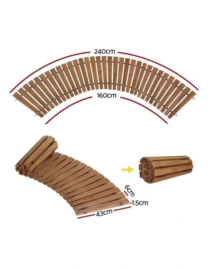 Pathway Roll-Out Curved Wooden Garden Walkway 8Ft in Brown image 4