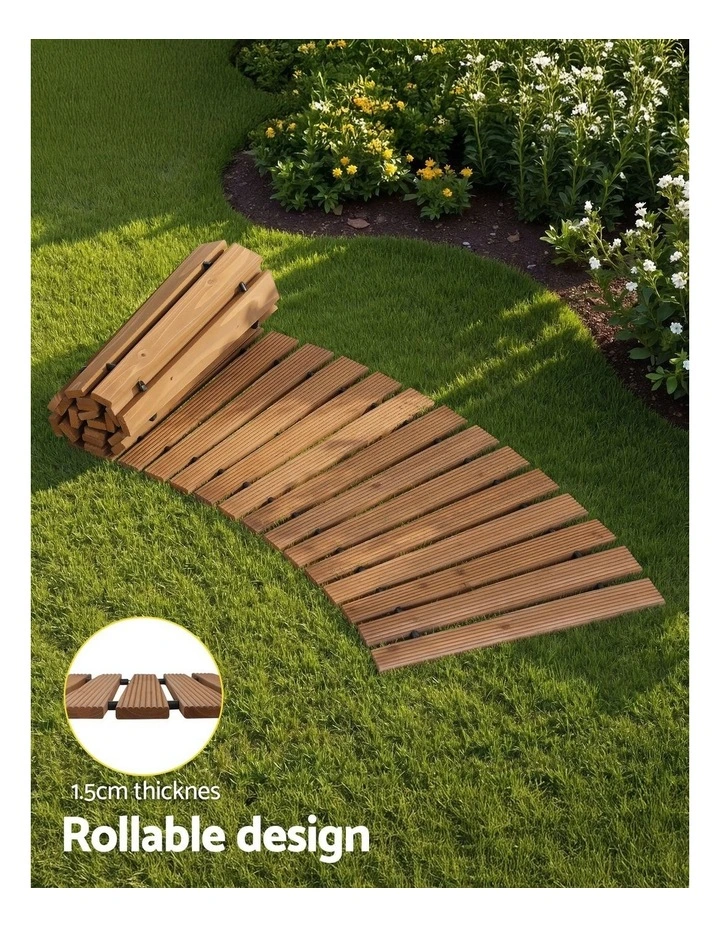 Pathway Roll-Out Curved Wooden Garden Walkway 8Ft in Brown image 6