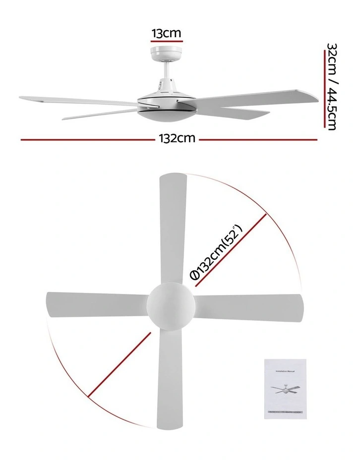 Dc Motor 4 Blades With Remote Ceiling Fan 52'' in White image 4