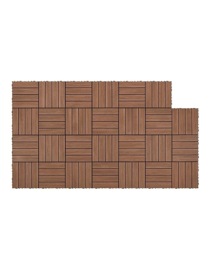 Patio Balcony Wood Deck Interlocking Floor Tiles 27 Pieces 30x30cm in Brown image 1