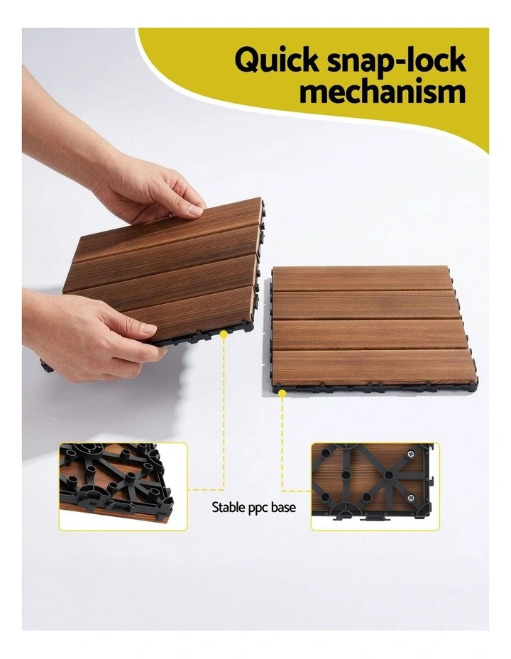 Patio Balcony Wood Deck Interlocking Floor Tiles 27 Pieces 30x30cm in Brown image 6