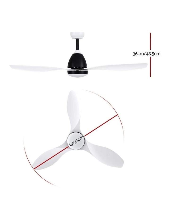 Light and Remote DC Motor Ceiling Fan 48inch in White image 2