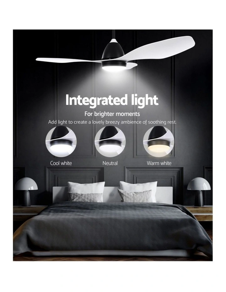 Light and Remote DC Motor Ceiling Fan 48inch in White image 5
