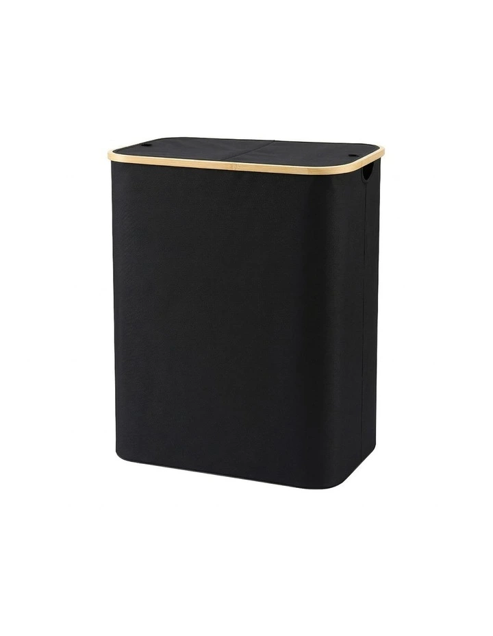Removable Bags 2 Sections Foldable Laundry Basket 150L in Black image 2