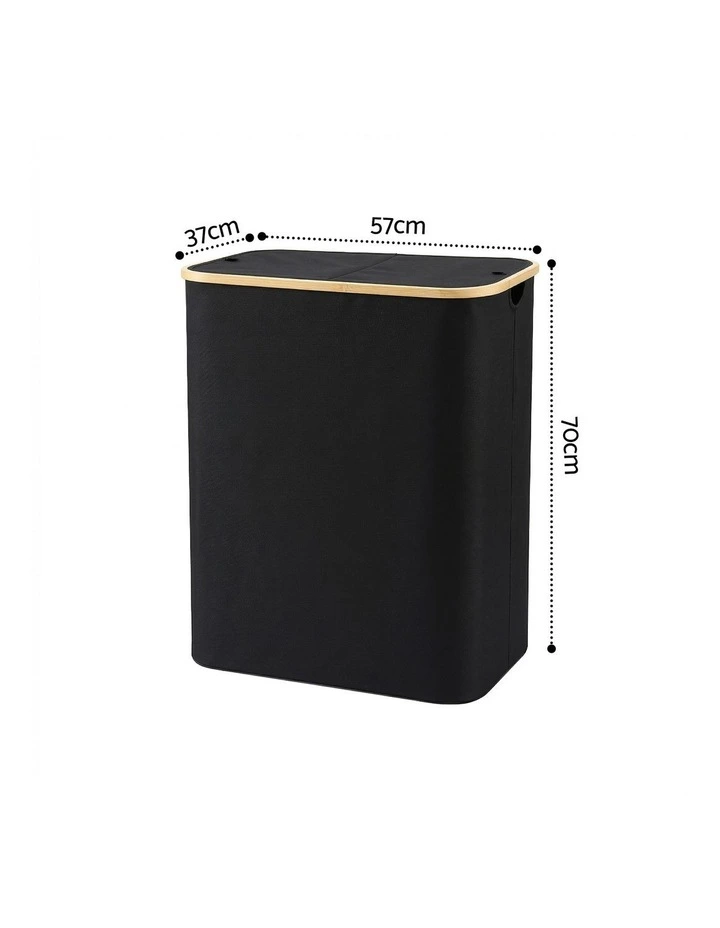 Removable Bags 2 Sections Foldable Laundry Basket 150L in Black image 4
