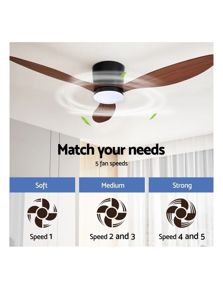 Light with Remote DC Motor Ceiling Fan 52inch in Dark Wood image 4
