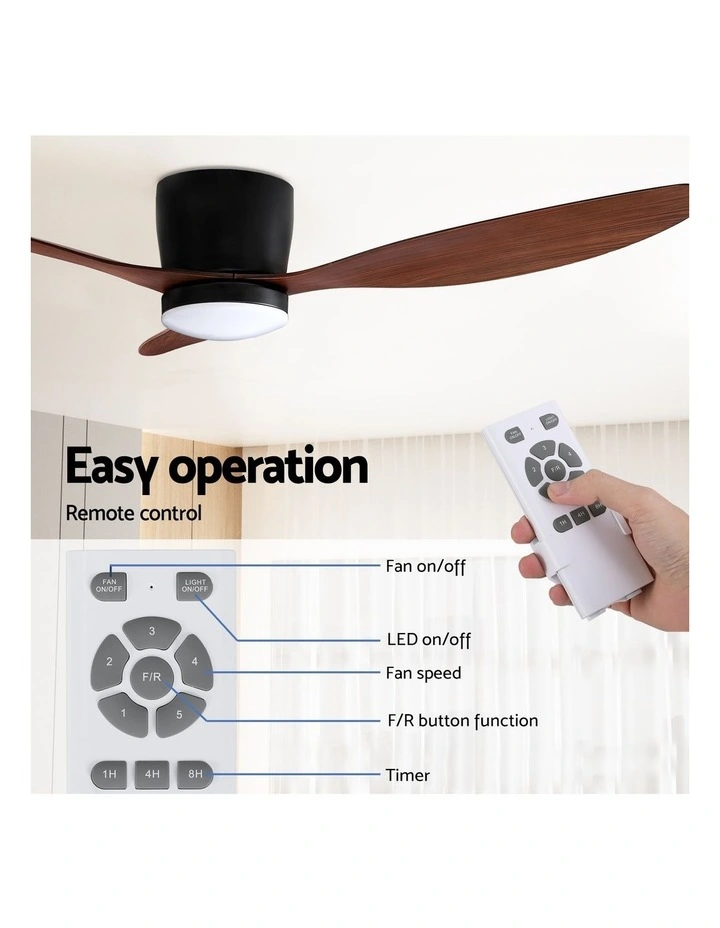 Light with Remote DC Motor Ceiling Fan 52inch in Dark Wood image 6