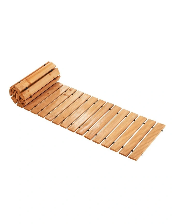 Wooden Garden Outdoor Backyard Roll-Out Straight Walkway 8feet in Brown image 2