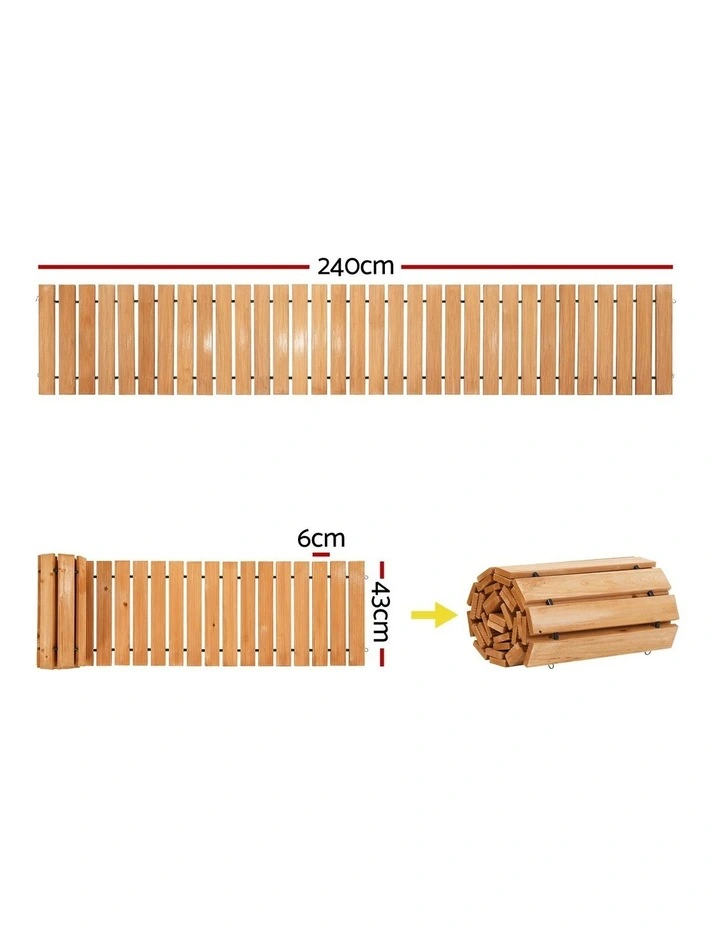Wooden Garden Outdoor Backyard Roll-Out Straight Walkway 8feet in Brown image 4