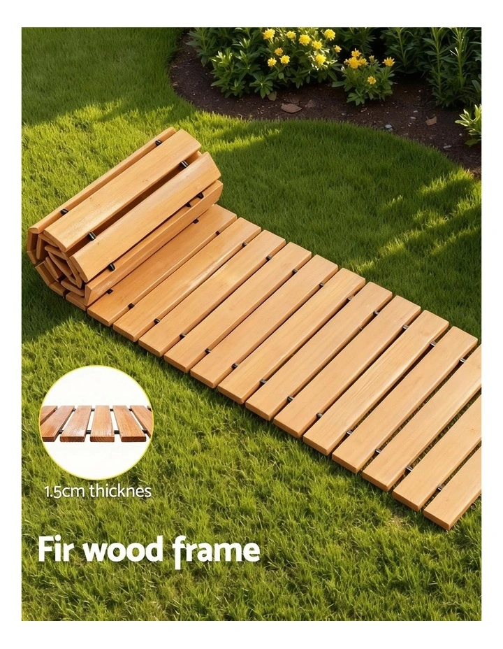 Wooden Garden Outdoor Backyard Roll-Out Straight Walkway 8feet in Brown image 6