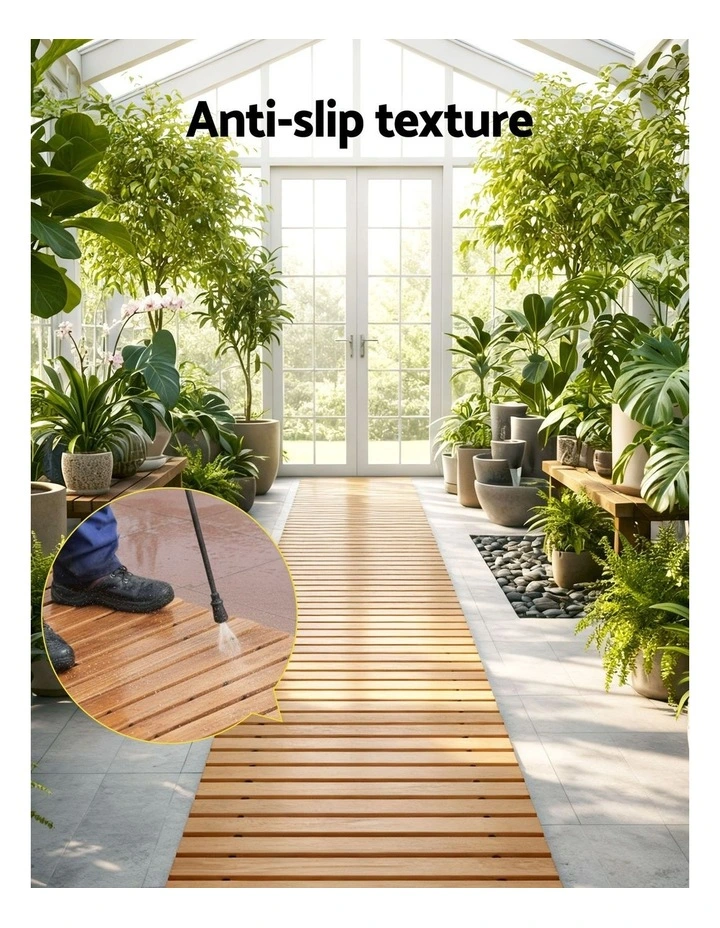 Wooden Garden Outdoor Backyard Roll-Out Straight Walkway 8feet in Brown image 7