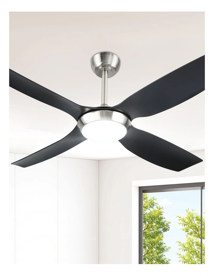 Light with Remote DC Motor Ceiling Fan 52inch in Black image 2