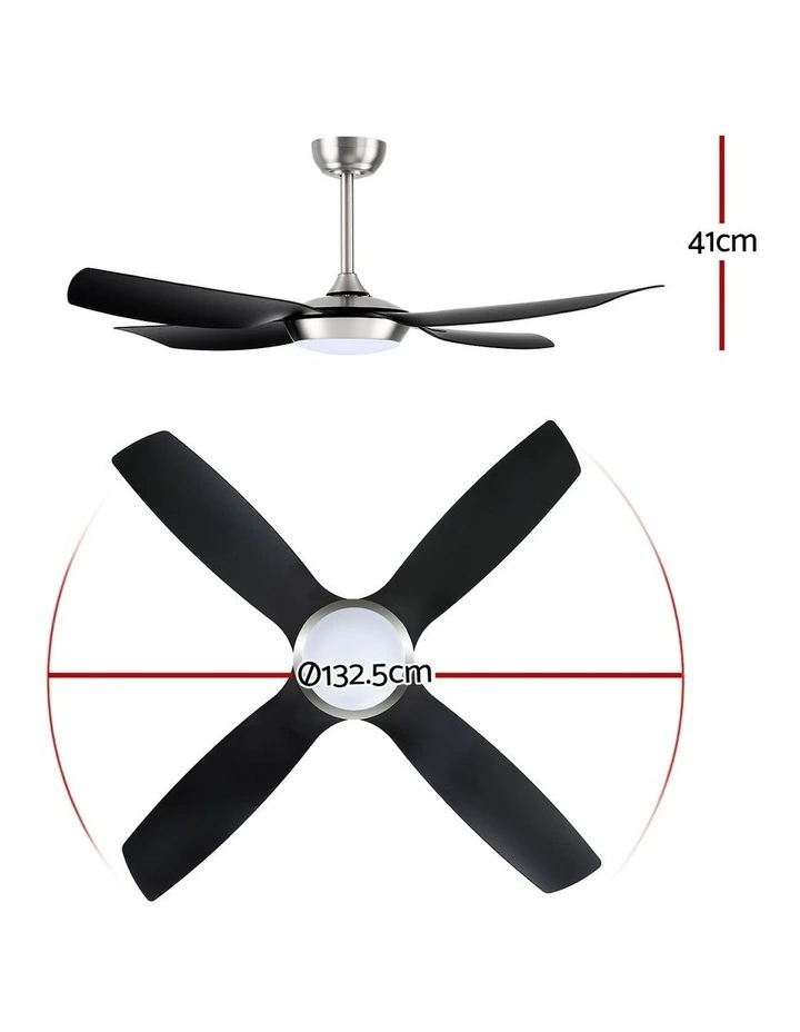 Light with Remote DC Motor Ceiling Fan 52inch in Black image 3