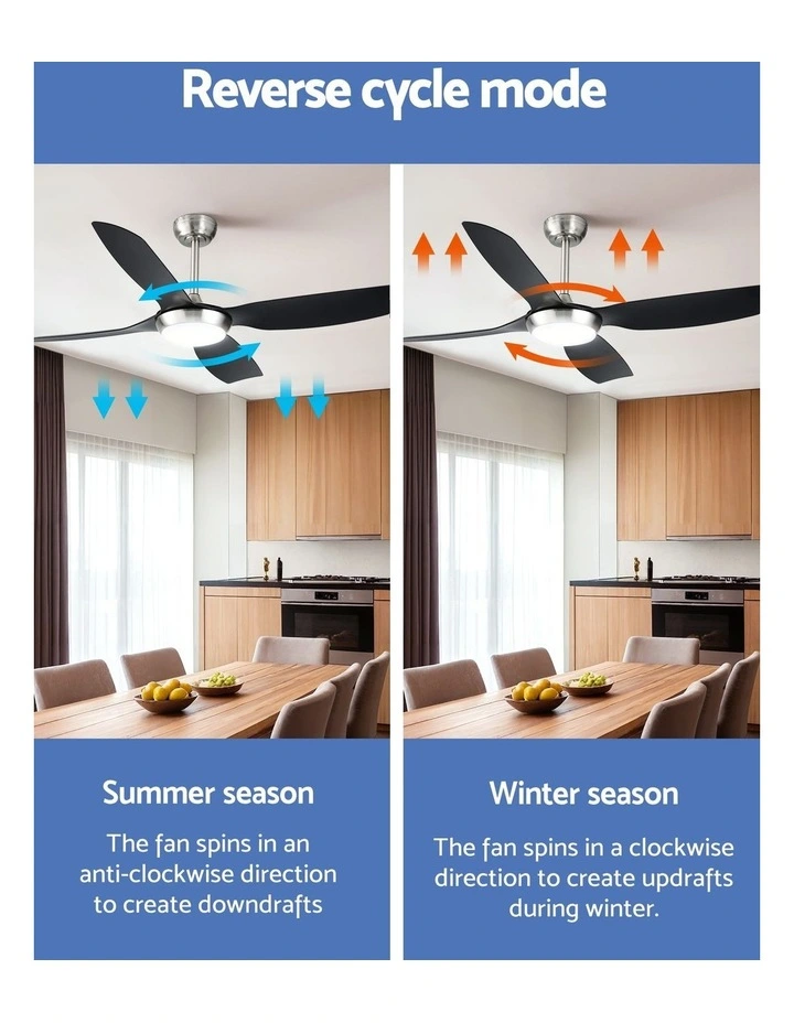 Light with Remote DC Motor Ceiling Fan 52inch in Black image 6