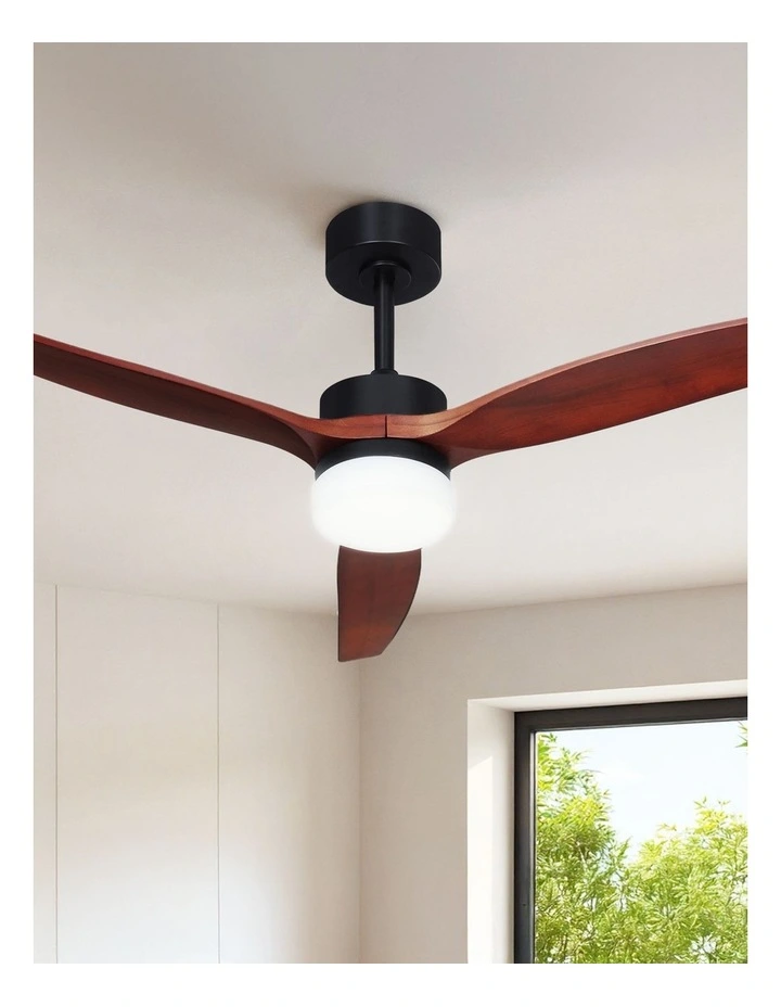 3 Blades with Light DC Motor Ceiling Fan 52inch in Dark Wood image 3