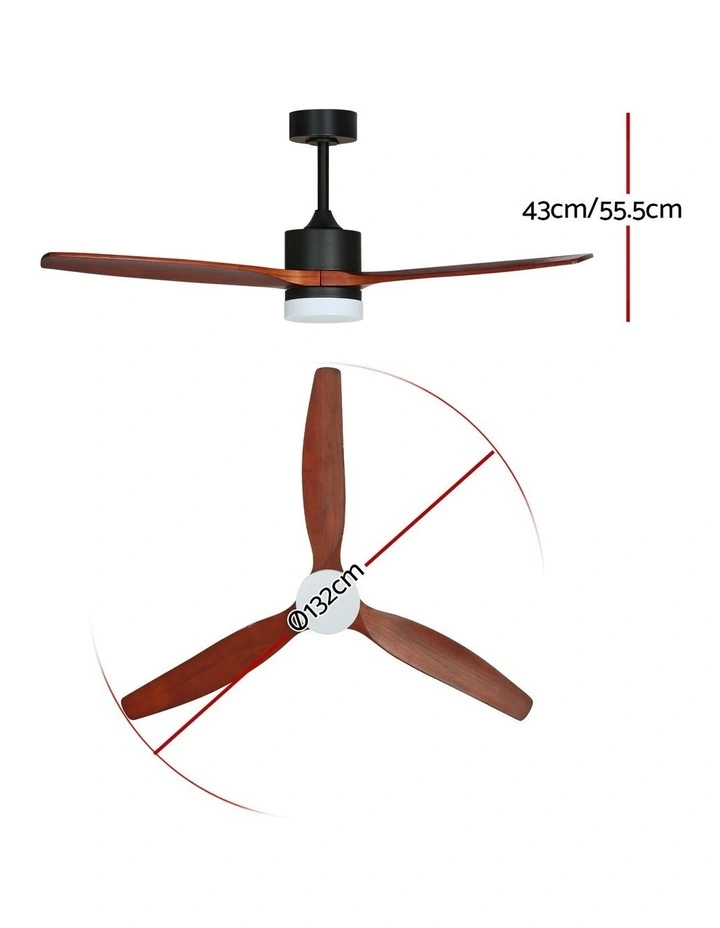 3 Blades with Light DC Motor Ceiling Fan 52inch in Dark Wood image 4