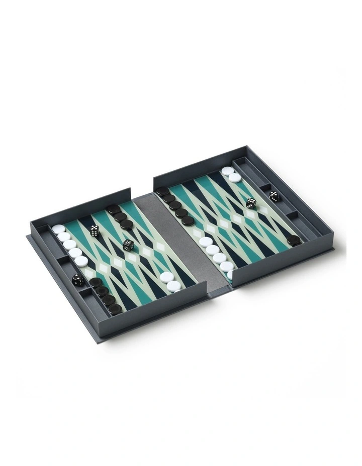 Classic Backgammon Board Game in Grey Blue image 3