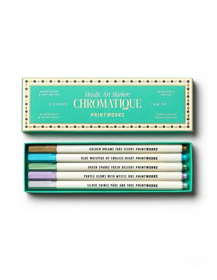 Metallic Art Markers 5 Pack in Green image 2