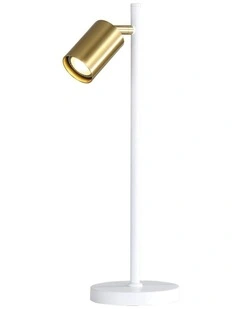 Ponte Desk Table Lamp in White And Satin Brass