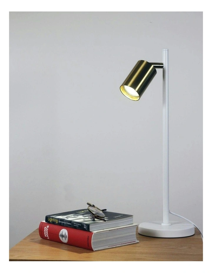 Ponte Desk Table Lamp in White And Satin Brass image 2
