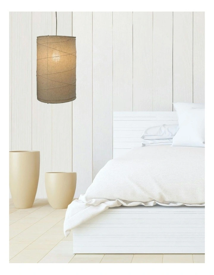 Boheme Flax Linen Shade Pendant Light 30cm in Grey image 3