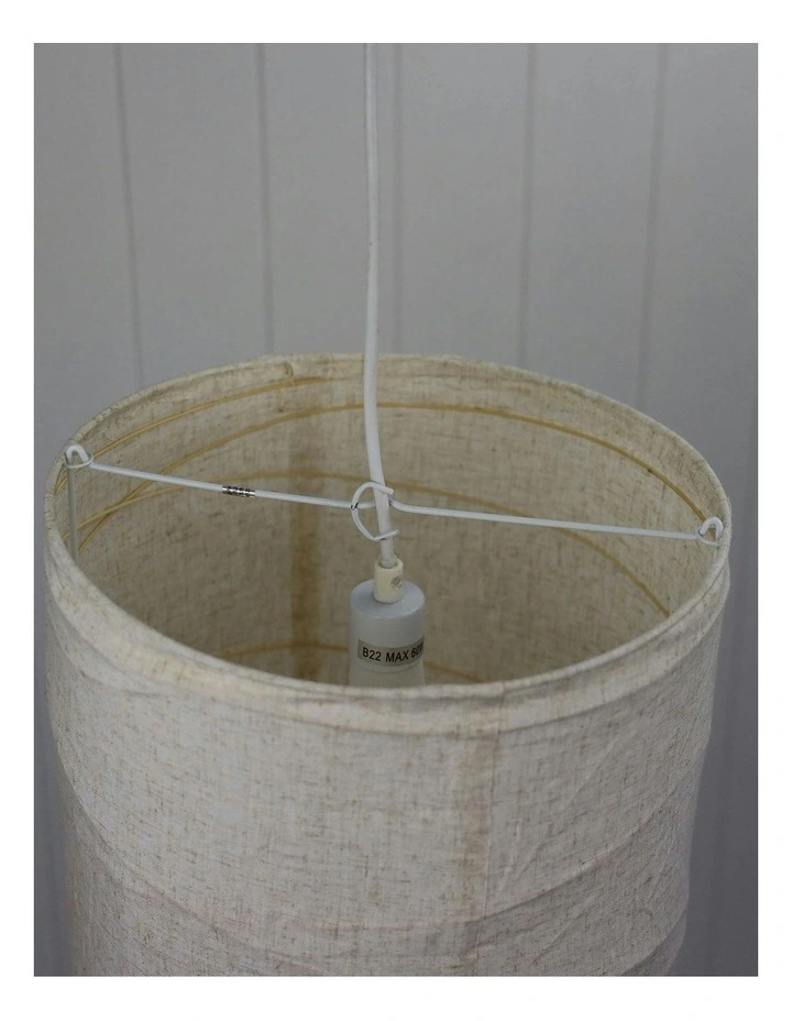 Boheme Flax Linen Shade Pendant Light 30cm in Grey image 4
