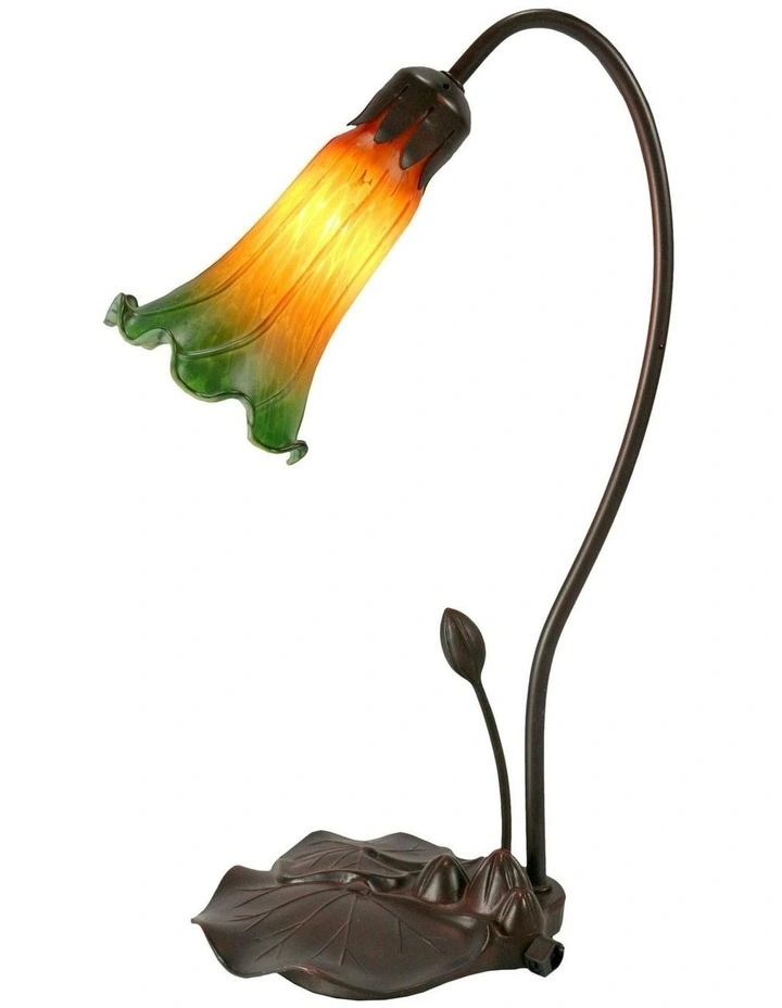 Single Lily Lamp in Amber Green image 3