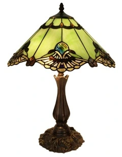 Large Benita Leadlight Tiffany Table Lamp in Jade