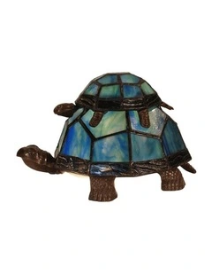 Piggyback Turtle Tiffany Table Lamp in Blue