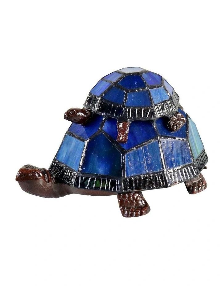 Piggyback Turtle Tiffany Table Lamp in Blue image 2