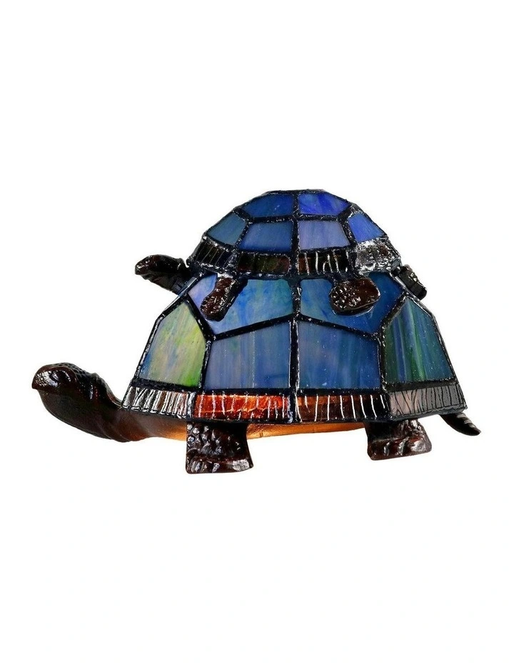 Piggyback Turtle Tiffany Table Lamp in Blue image 4